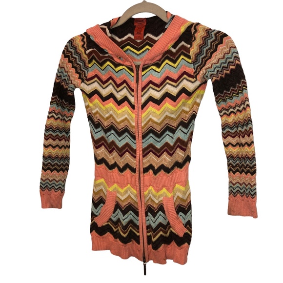 Missoni signature zig zag chevron cotton knit zip up hoodie sweater M KI… - Picture 1 of 4